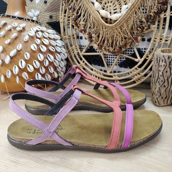 NAOT Women 41/US 10 Suede Multi Leather JUDITH Flat Sandals Arch Support Comfort - Picture 1 of 12